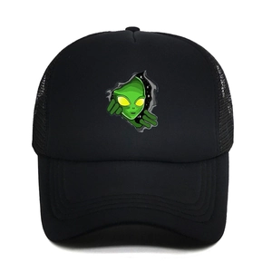 Alien Print Trucker Hat Mesh Baseball Cap Breathable Sun Protection Outdoor Snapback For Men Women