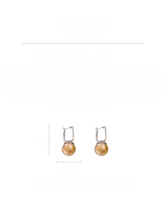 Detail view of square pearl earrings showing 4.1cm length and 1.7cm width dimensions