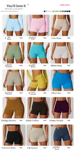 Collage de shorts de cyclisme taille haute en 15 couleurs avec gainage du ventre