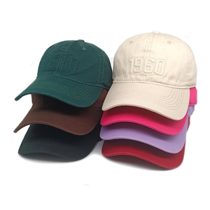 Vintage Cotton Baseball Cap 1960 Number Embroidery Curved Brim Adjustable Sun Hat For Men Women Casual Retro Sports