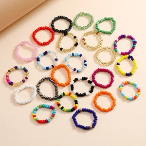 Anelli Colorati In Perline Di Semi Fatti A Mano Gioielli Elastici Minimalisti In Resina E Vetro Per Donne Ragazze
