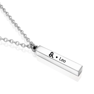 Detailed view of the silver Leo zodiac pendant with engraved constellation symbol