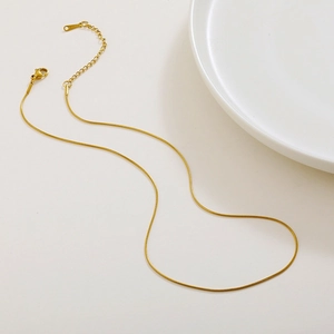 Minimalist gold titanium steel snake bone chain necklace with lobster clasp for women