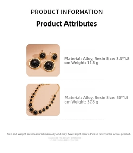 Detailed size and weight specs for vintage resin necklace and earrings jewelry set
