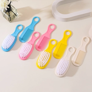 8-piece baby hairbrush and comb set in four colors for infant scalp massage and cleaning