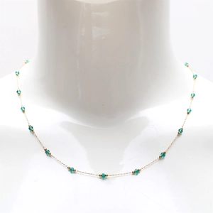 Crystal Beaded Necklace 18K Gold Plated 304 Stainless Steel Elegant Dainty Station Jewelry For Women