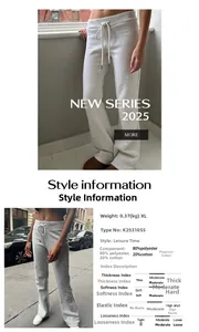 Detail view of light gray high-waisted wide-leg sweatpants with drawstring design