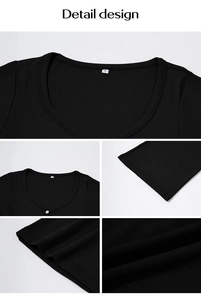 Dettaglio top nero in maglia a coste con scollo a V e bottoni in primo piano
