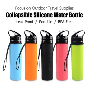Foldable Silicone Water Bottle Collapsible Leakproof Portable Outdoor Sports Travel Cup BPA Free Lightweight Flexible