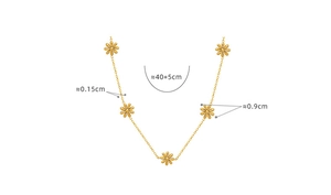 Detailed view of gold plated daisy necklace with 40+5cm length and 0.9cm pendant size