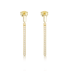 Elegant S925 sterling silver long drop earrings with white zircon geometric fringe charms