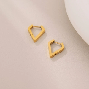 Polished 18K gold plated V-shaped geometric hoop earrings in a minimalist style