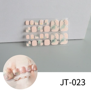 Detail of floral toenail stickers JT-023 with glitter and golden 3D ornaments