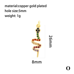 Pendentif serpent en plaqué or 18K avec zircons arc-en-ciel et spécifications