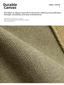 Detail of durable khaki canvas fabric showing heavy-duty woven texture and high-quality fiber