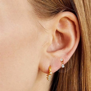 S925 silver needle drop earrings with colorful zircon and geometric fringe tassels