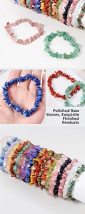Detailed macro view of colorful irregular natural gemstone beaded bracelets for women