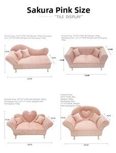 Detailed dimensions of cherry pink miniature sofa and chaise longue jewelry boxes