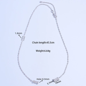 S925 sterling silver cylinder necklace with technical dimensions and weight data