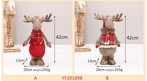 Detailed dimensions of Christmas reindeer plush decor showing 42cm height and 20cm width