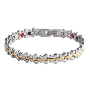Zweifarbiges Schmetterlings-Magnetarmband aus Edelstahl für Damen und Herren mit Einlagen