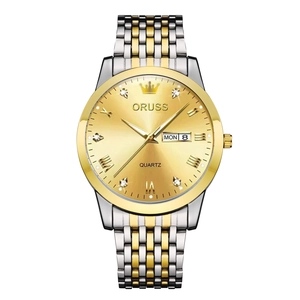 Men Quartz Watch Stainless Steel Strap Luminous Waterproof Day Date Display Business Casual Wristwatch