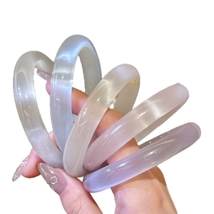 Bracciali tondi minimalisti in vetro occhio di gatto traslucido in colori pastello