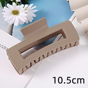 Detail of 10.5cm matte coffee rectangular hair claw clip for thick hair styling