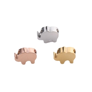 Polished elephant beads in gold, rose gold and silver stainless steel finishes