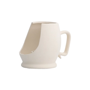 Nordic minimalist matte ceramic candle holder with handle and side opening decoration