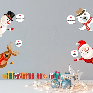 Stickers de Noël pour fenêtres avec Père Noël et renne pour décoration festive de maison