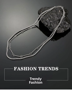 Close-up of double-layer titanium steel necklace with lobster clasp and industrial links
