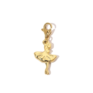 Goldener Ballerina-Anhänger mit Karabinerverschluss aus Edelstahl für Halsketten