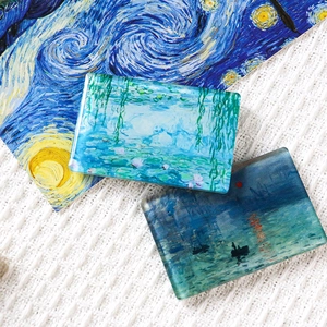 Art museum acrylic fridge magnets featuring Starry Night, Water Lilies and Impression Sunrise