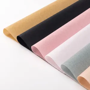 Detailed view of multi-color floral wrapping paper with premium matte frosted texture