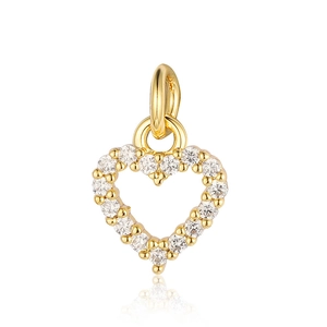 Detailed view of golden heart pendant with shimmering crystals for DIY jewelry making