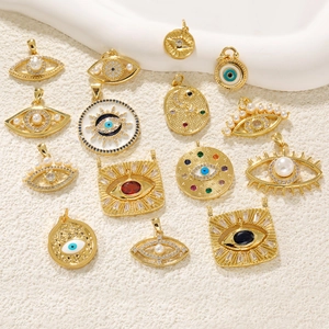 Evil Eye DIY Charms For Jewelry Making Copper Zircon Enamel Turkish Style Pendants For Necklace And Bracelet