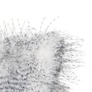 Macro detail of plush black and white faux fur texture with soft winter scarf fibers