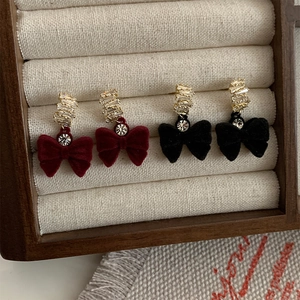 Boucles D'oreilles Nœud En Velours Rétro Avec Strass En Cuivre Et Tige En Argent Sterling 925 Bijoux Dorés Élégants