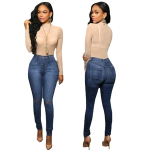 Women High Waisted Skinny Jeans Ripped Distressed Denim Stretch Slim Fit Long Trousers Fashion Streetwear