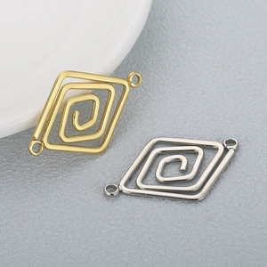 Minimalist geometric spiral hollow pendants in gold and silver stainless steel finishes