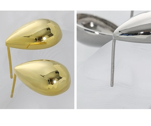 Detailed macro view showing the S925 sterling silver hallmark on teardrop stud earrings