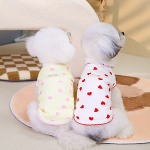 Lightweight breathable dog shirts with heart print pattern for small pets