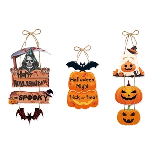 Halloween hanging decorations featuring pumpkin, ghost, and reaper for party decor