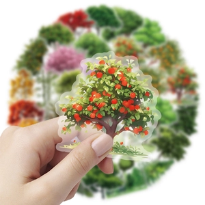 Lot de 50 autocollants arbres jungle en PET transparent pour décoration DIY scrapbooking