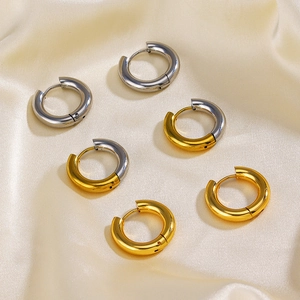 Minimalist 4mm 18k gold plated stainless steel hoop earrings in gold and silver finish