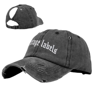Casquette de baseball délavée avec ouverture queue de cheval et broderie vintage