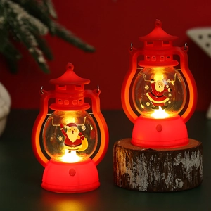Red LED Christmas lantern featuring Santa Claus and warm light for festive decoration