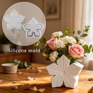 DIY Flower Basket Silicone Mold Splicing Petal Design For Resin Casting Plaster Vase Desktop Ornament