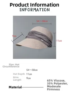 Size chart for straw equestrian hat showing 54-58cm circumference and material specs